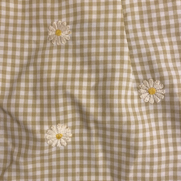 Vintage 90s mini skirt daisy and khaki gingham🌼👗🌼 size 1/small - Picture 2 of 6